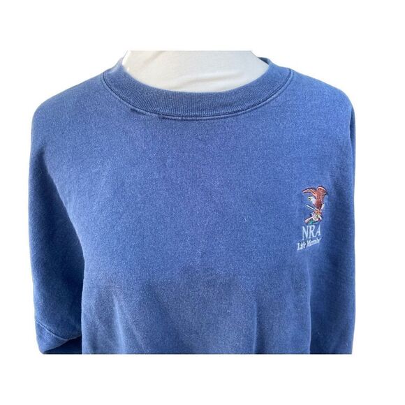 NRA Life Member Blue Crewneck Long Sleeve 100% Cotton Sweatshirt by Hanes Size X - Picture 5 of 9